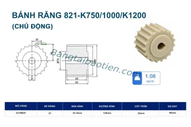 BÁNH RĂNG 821-K750_1000_K1200 (CHỦ ĐỘNG)