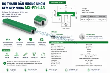 BỘ THANH DẪN HƯỚNG NHÔM KÈM NẸP NHỰA MX-PD-L43