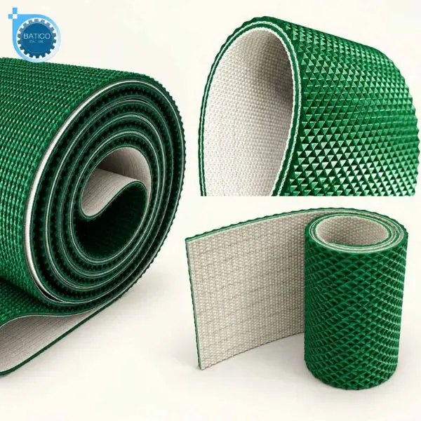 Băng tải PVC v&acirc;n caro với bề mặt dập nổi tạo độ b&aacute;m khi vận chuyển h&agrave;ng h&oacute;a
