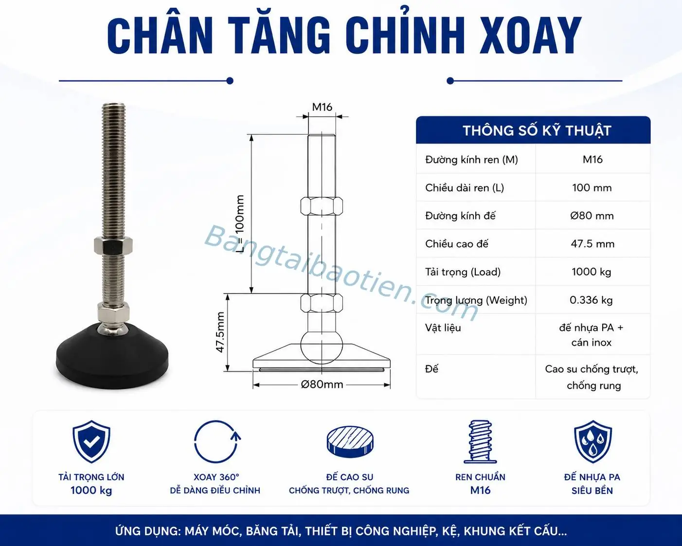 CHÂN TĂNG CHỈNH XOAY
