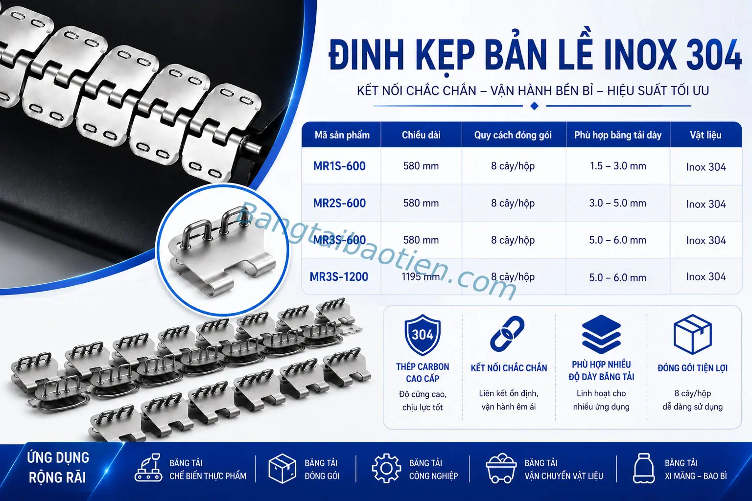 ĐINH KẸP BẢN LỀ INOX 304
