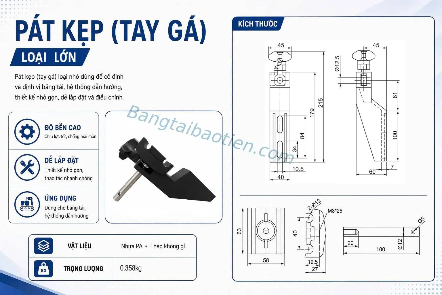 PÁT KẸP RÃNH ĐÔI (TAY GÁ) - LOẠI LỚN
