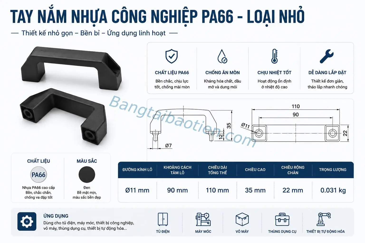 TAY NẮM NHỰA PA66 – LOẠI NHỎ
